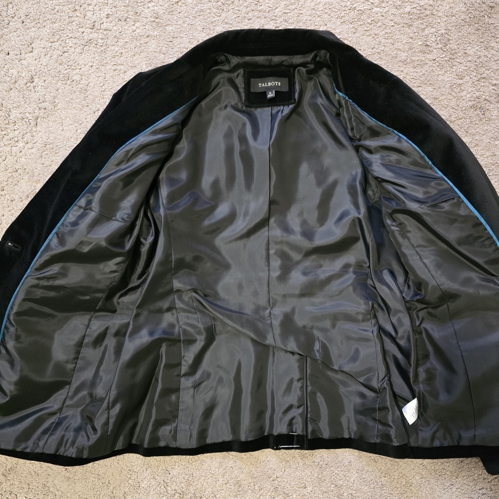 Talbots Black Velvet Blazer Jacket Size 6 - Picture 6 of 8